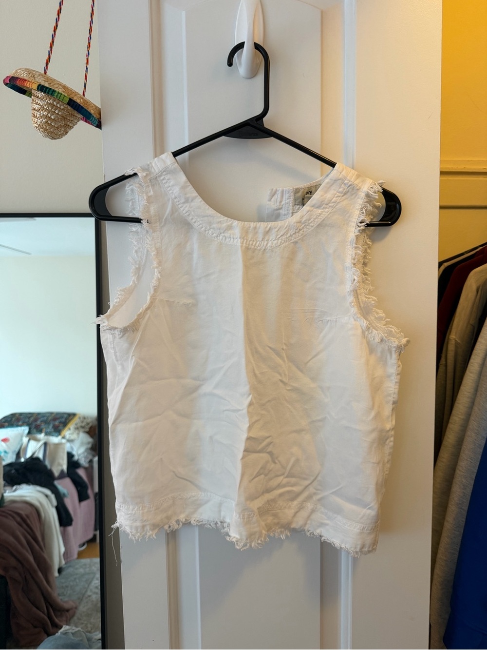Thread & Supply White Frayed Edge Tank Top